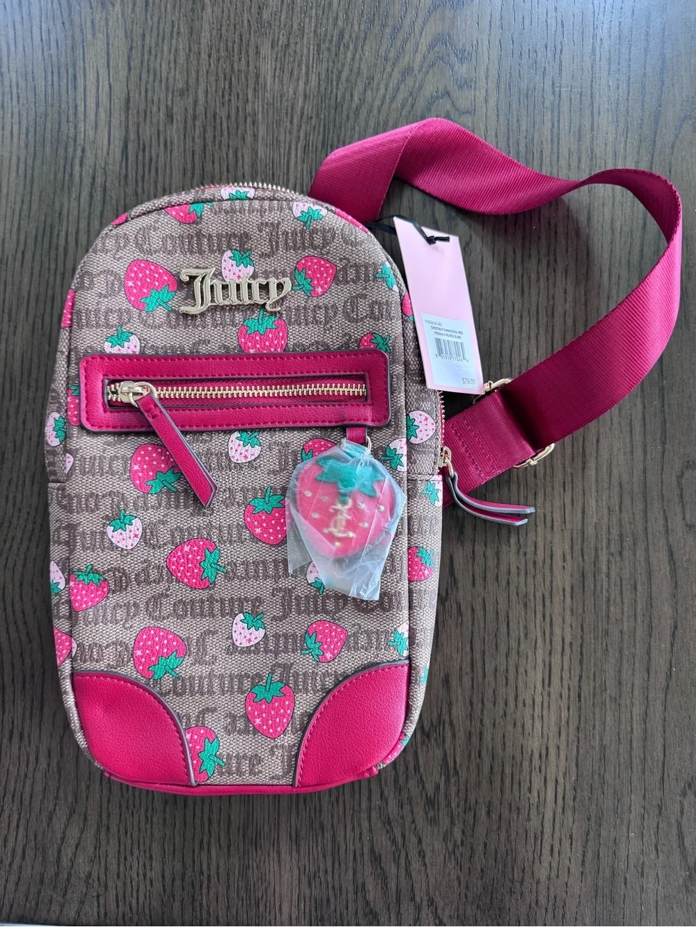 NEW WITH TAGS Juicy Couture Pink Strawberry Print Kids Crossbody Bag